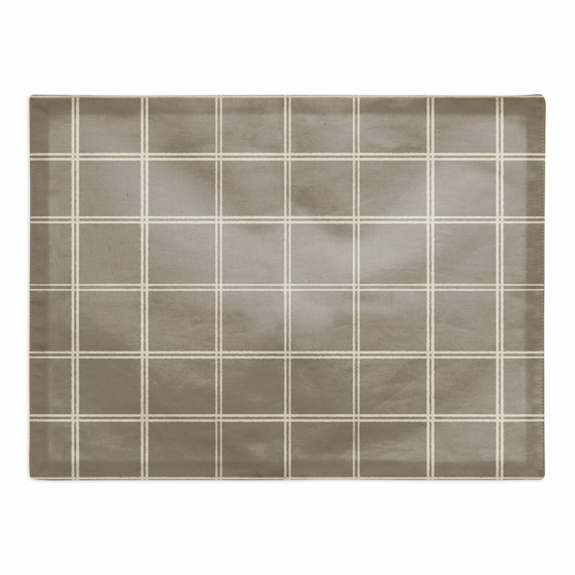 Taupe & White Check Cotton Twill Placemat